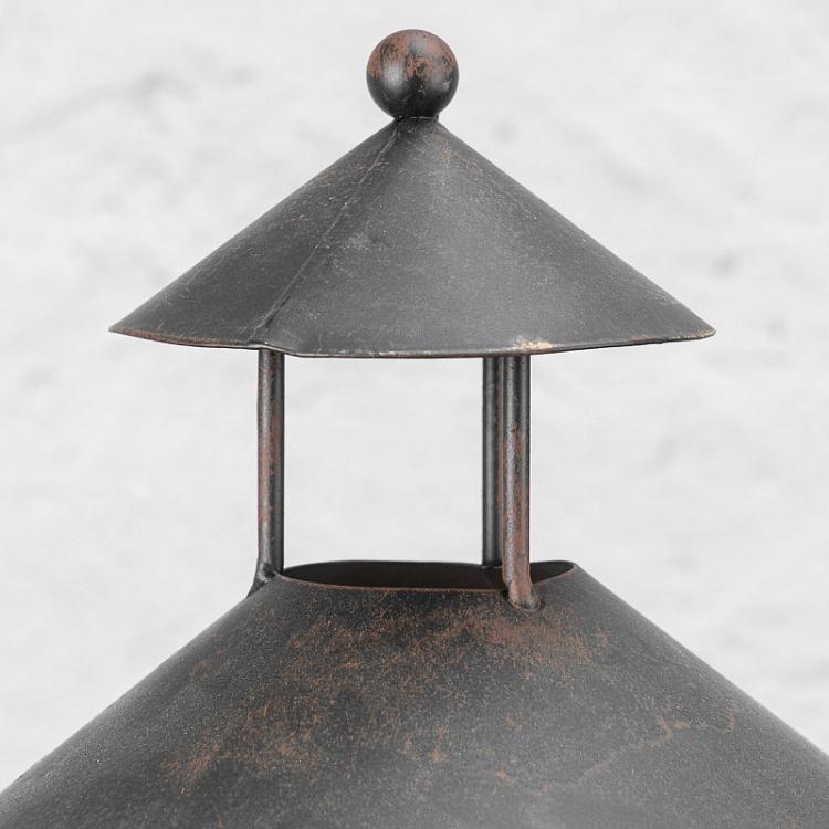 Металлический подсвечник-фонарь Metall Lantern With Glass Votive Dark Brown