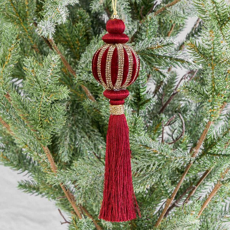 Velvet Burgundy Pumpkin Pendant With Tassel 21 cm