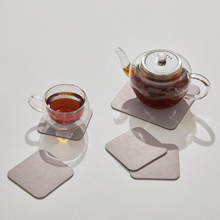 Набор из пяти квадратных подставок под стаканы и чайник Set Of 5 Square Coasters