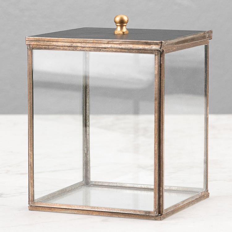 Стеклянная шкатулка для украшений с чёрной крышкой Ирма, L Irma Glass Box With Black Lid Large