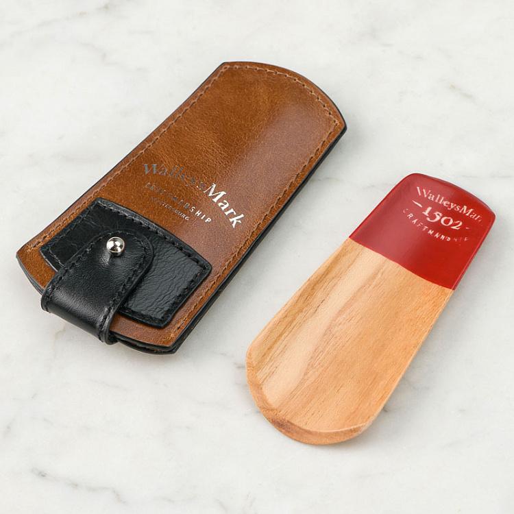 Красная деревянная ложка для обуви Oak Shoe Horn Red