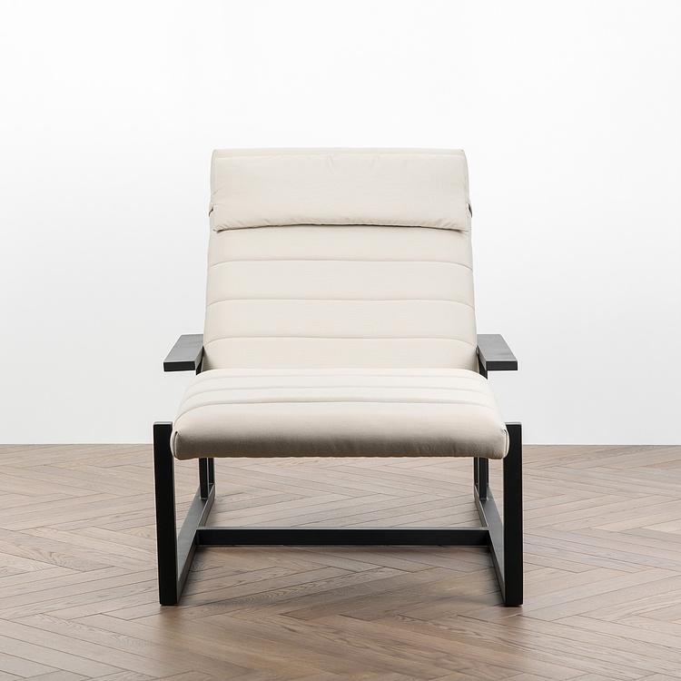 Садовый шезлонг-лежак Roxy Lounger, Black акриловая ткань Light Stone - ракурс 3