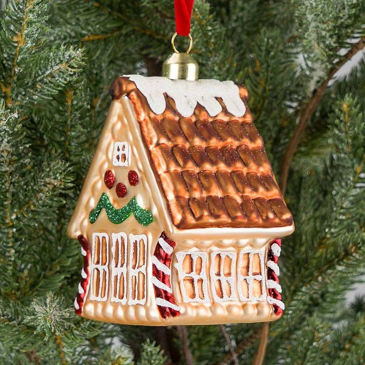 Ёлочная игрушка Бежевый пряничный домик House 13 cm