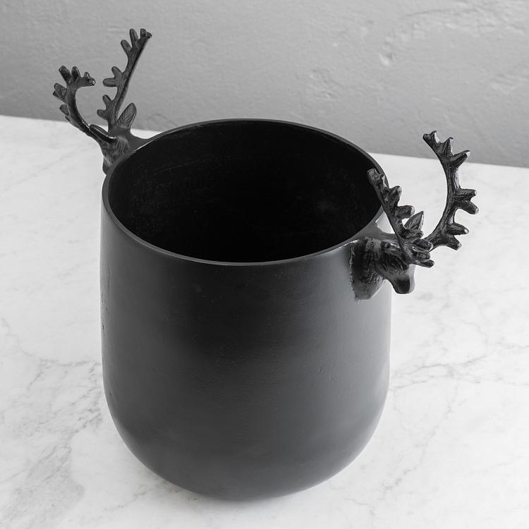 Чёрное ведро для льда с головами оленей Deer Heads Ice Bucket Black