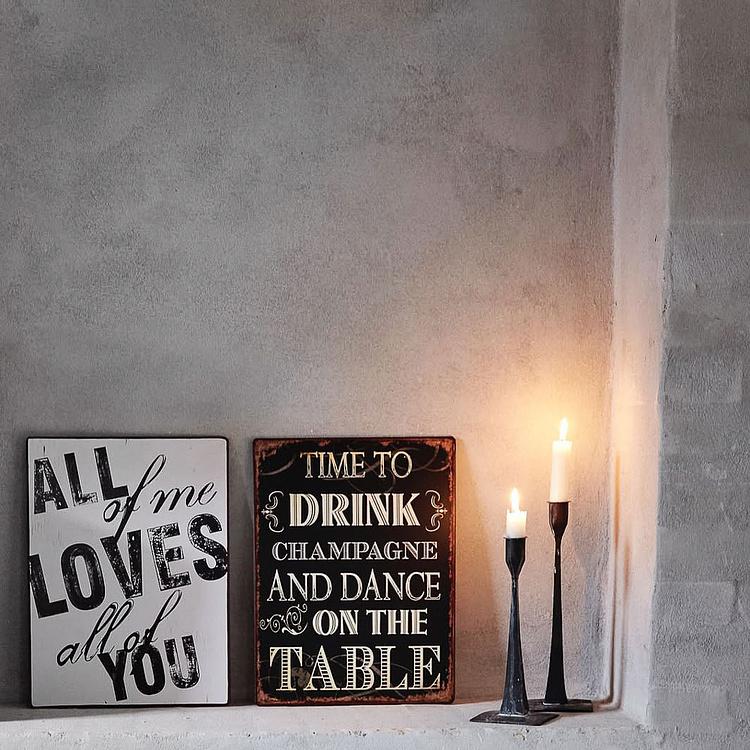 Металлическая табличка Время шампанского и танцев на столе Metal Sign Time To Drink Champagne