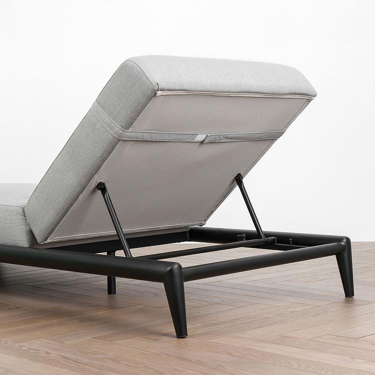 Садовый шезлонг-лежак Dune Lounger, Black акриловая ткань Lead Chine - ракурс 7