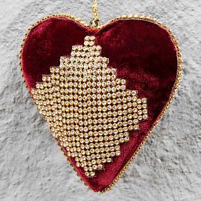 Ёлочная игрушка Heart With Golden Stones Purple 12 cm