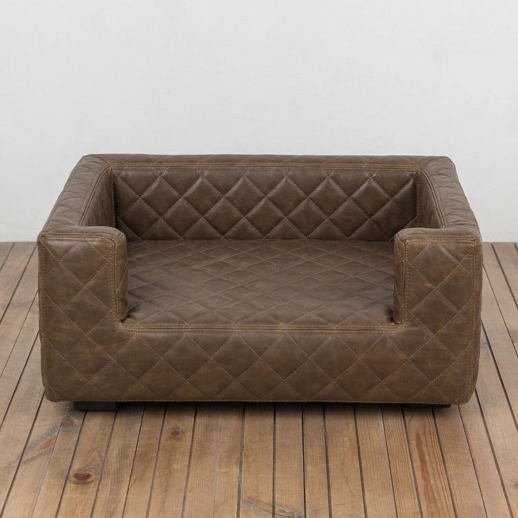 Коричневый диван для собак/кошек Эдоардо с прострочкой Бентли, S Edoardo Sofa Small, Charcoal Bentley Stitch