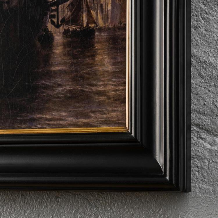 Картина-принт в чёрной с золотом раме Деревянные стены Англии Englands Wooden Walls, ANTB Frame