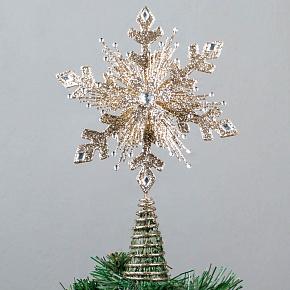 Metal Jewel Snowflake Tree Topper Gold 33 cm