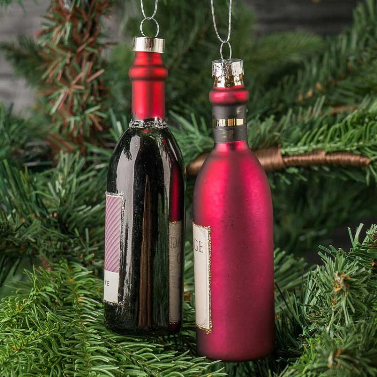 Набор из двух ёлочных игрушек Красное вино Set Of 2 Glass Hangers Red Wine 13,5 cm