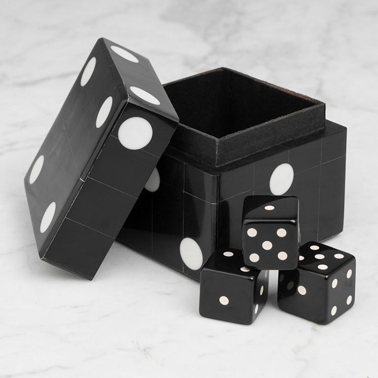 Чёрная коробка с 5-ью игральными костями Black Dice Box With 5 Dices Horn