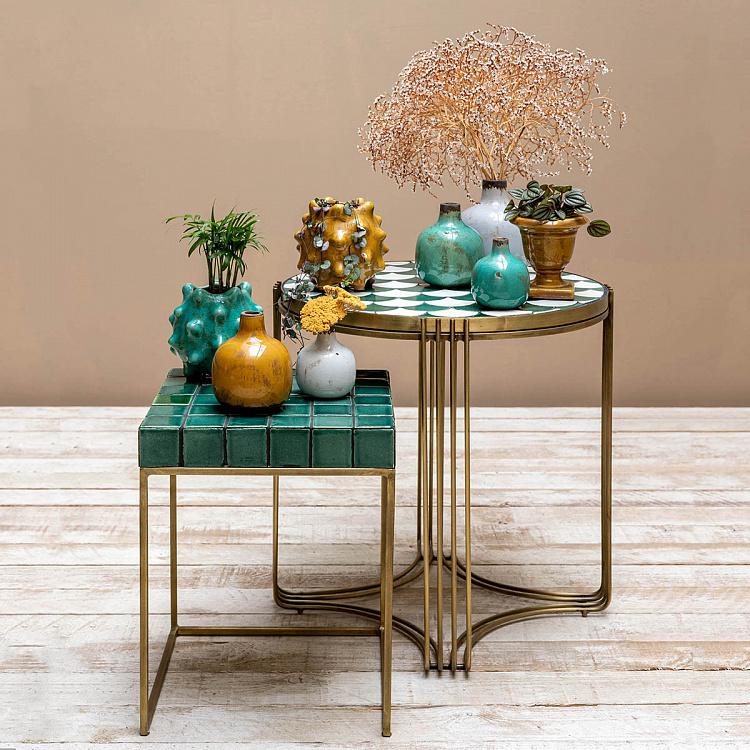 Прикроватный столик со столешницей из керамической плитки Ортея Hortea Side Table Ceramic Tiles
