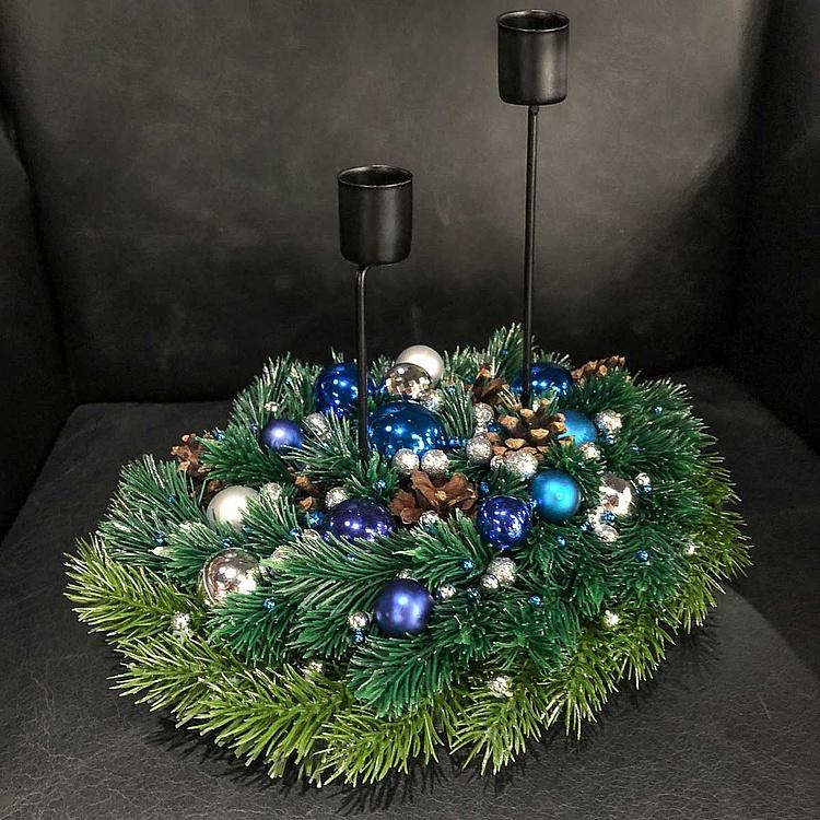 Высокий новогодний подсвечник на две свечи 2 New Year Candle Holder Double Tall 2