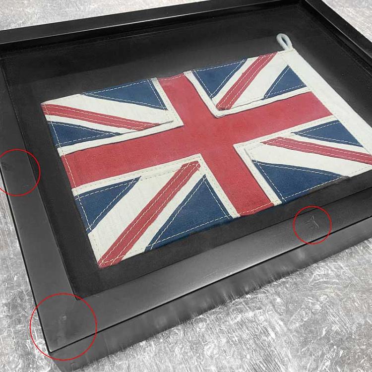 Флаг Великобритании за стеклом в раме, мини дисконт1 Shadow Box Flag UK Mini discount1