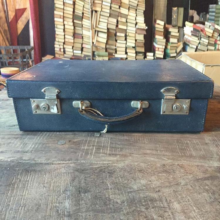 Винтажный чёрный кожаный чемодан  Vintage Leather Suitcase