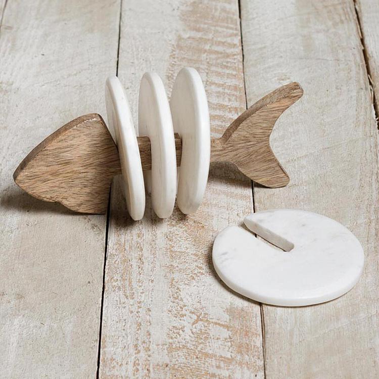 Set Of 4 Coasters On Stand Fish