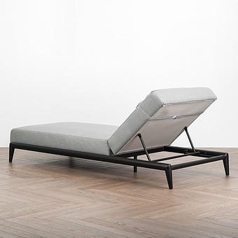 Садовый шезлонг-лежак Dune Lounger, Black акриловая ткань Lead Chine - ракурс 4