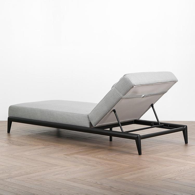 Садовый шезлонг-лежак Dune Lounger, Black акриловая ткань Lead Chine - ракурс 4