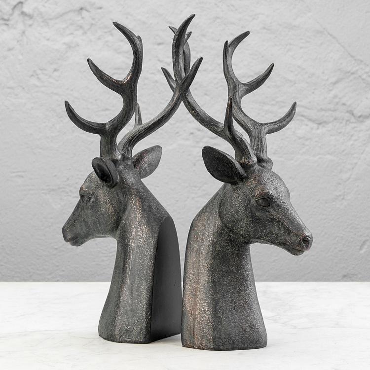 Набор из двух держателей для книг Олени  Bookend Deer Heads Big Antlers