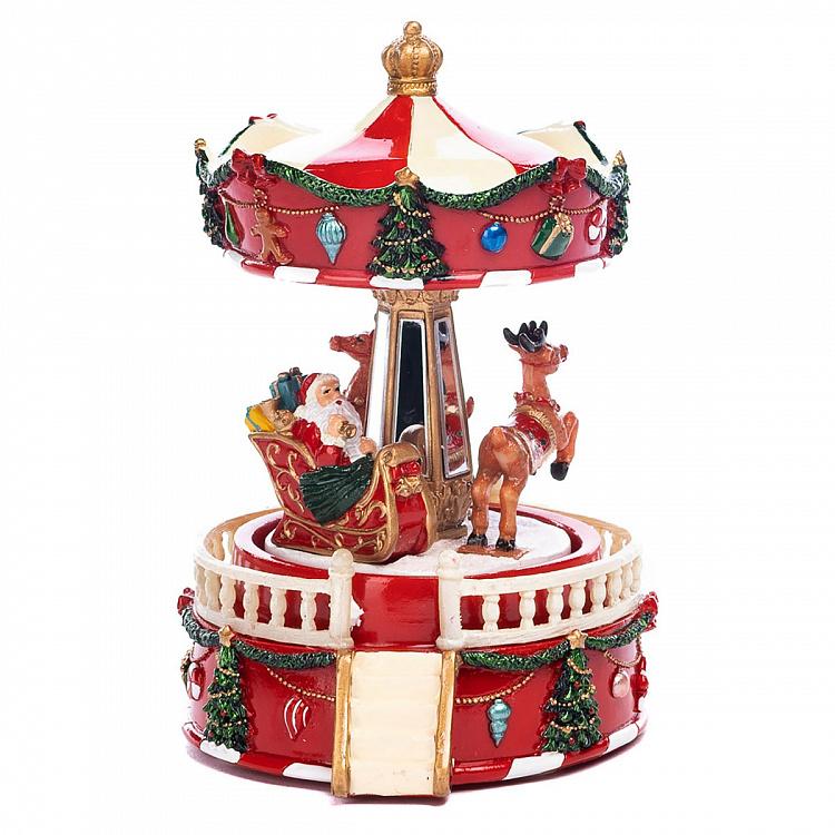 Музыкальная механическая фигурка Карусель Сани Санты Music Motion Santa Sleigh Carousel 14,5 cm