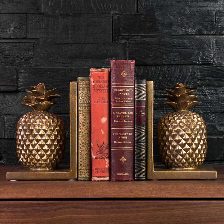Набор из 2-х держателей для книг Ананасы Bookend Golden Pineapples