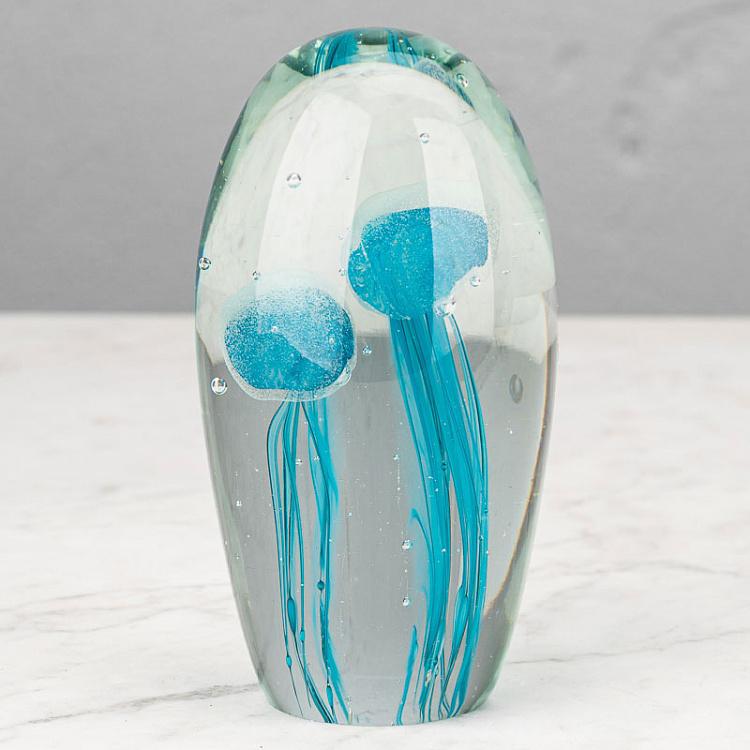 Пресс-папье Две синие медузы 3 Glass Paperweight 3 Blue Jellyfishes