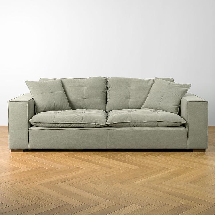 Трёхместный льняной диван Сити, ножки цвета латуни City 3 Seater, Brass Metal Linen RM