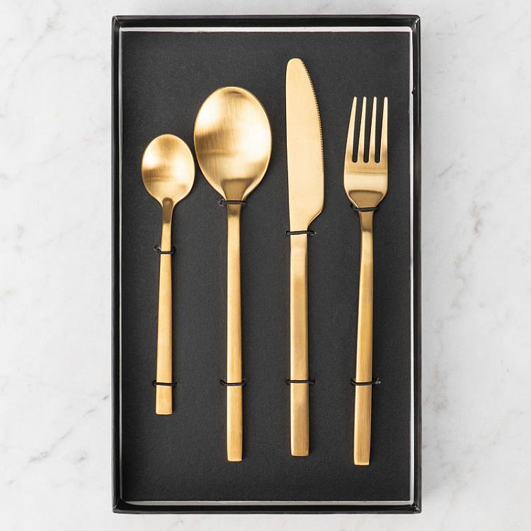 Набор из четырёх столовых приборов матовый золотой Set Of 4 Cutlery Matt Gold