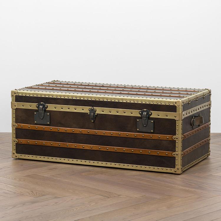 Журнальный стол-сундук Cargo Coffee Table RM натуральная кожа Antique Master