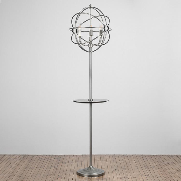 Торшер со столиком из мрамора и гироскопом Gyro Floor Lamp With Tray