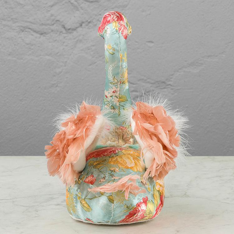 Статуэтка Лебедь с цветочным узором и перьями Swan With Floral Print And Feathers