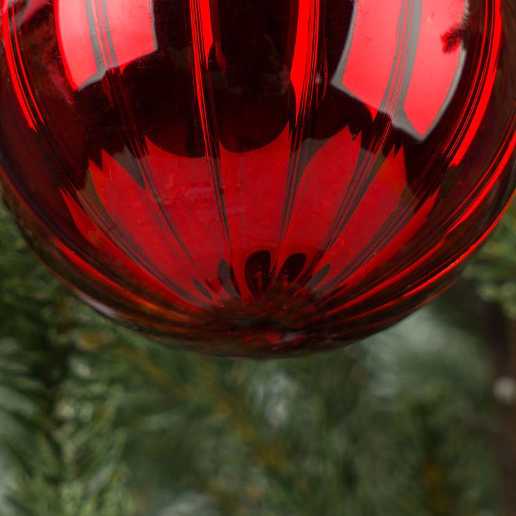 Ёлочная игрушка Красный шар со стразами Ball With Rhinestones Red 8 cm