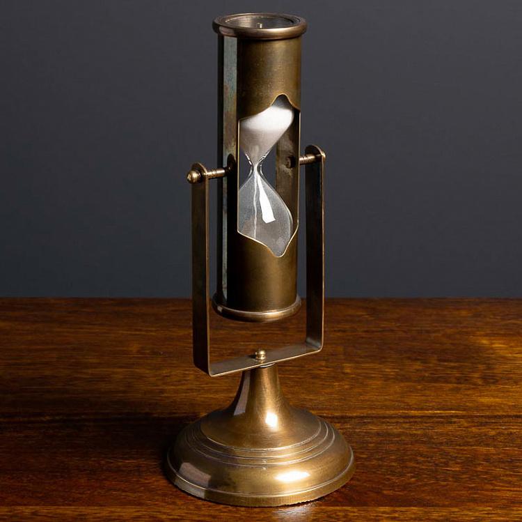 Песочные часы с компасом на подставке Sand Timer And Compass Brass Patina