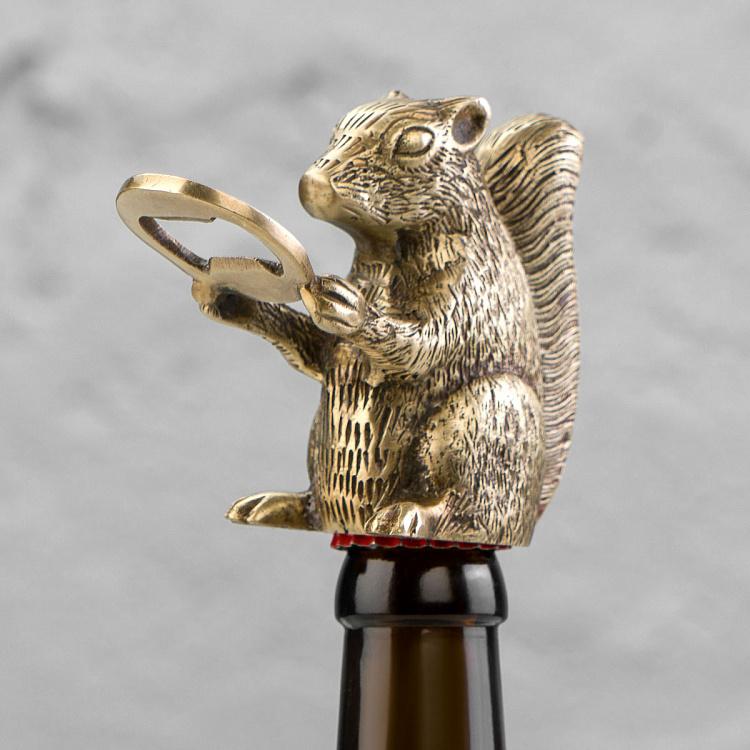 Открывашка Латунная белка  Antique Gold Squirrel Bottle Opener