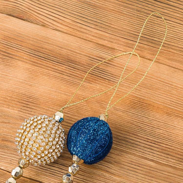 Гирлянда из Золотистых и синих шаров Garland With Balls Gold And Blue 182 cm