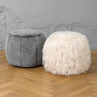 Пуфик Alaska Round Pouf Small искусственный мех Mongolia Cream - ракурс 7