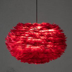 Eos Hanging Lamp Red Feathers Black Cord Medium