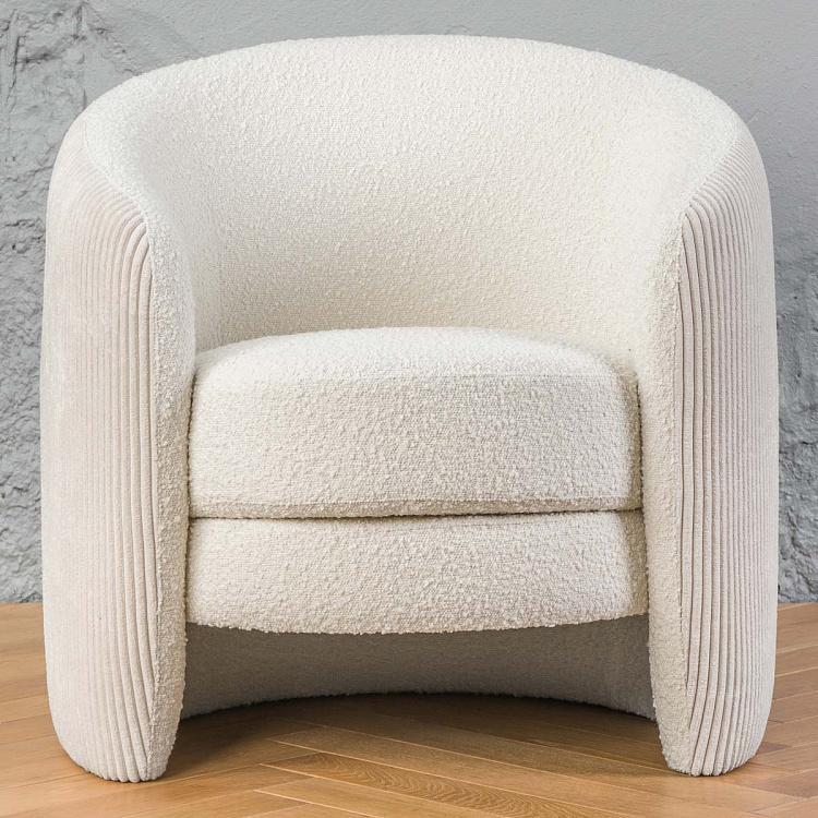 Белое кресло Вельвет и букле Cord And Curly Armchair Bianco