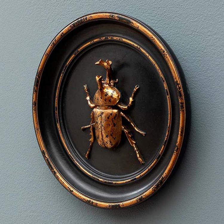Rhinoceros Beetle In Frame Black And Gold