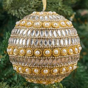 Golden Ball With Pearls 9 cm