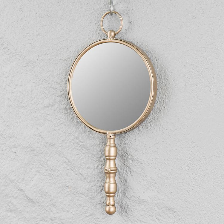 Настенное висящее на кольце зеркало серебряного цвета Hanging Silver Metal Mirror