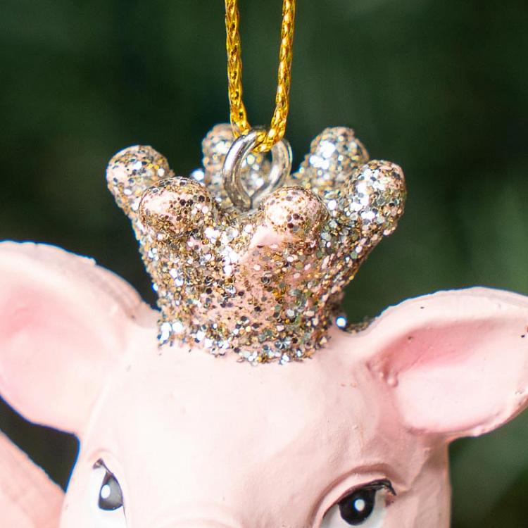 Ёлочная игрушка Танцующая свинка в короне Hanger Dancing Pig With Crown 10 cm