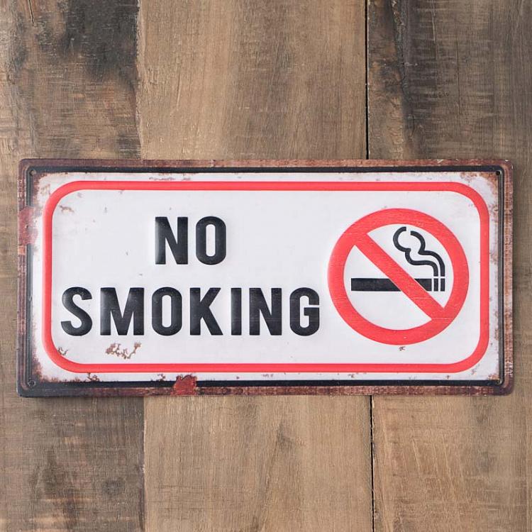 Металлическая табличка Не курить Plaque Metal No Smoking Fond Blanc