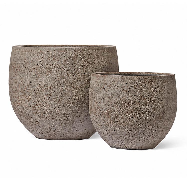 Кашпо Ergo Hard Rock Bowl Pot Gray Beige Sand Medium - ракурс 3