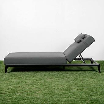 Садовый шезлонг-лежак Dune Lounger, Black акриловая ткань Anthracite Carbon - ракурс 3