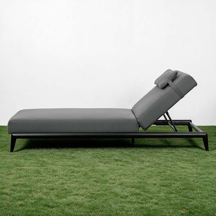 Садовый шезлонг-лежак Dune Lounger, Black акриловая ткань Anthracite Carbon - ракурс 3