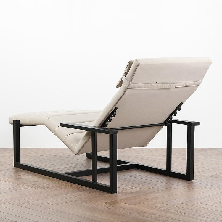 Садовый шезлонг-лежак Roxy Lounger, Black акриловая ткань Light Stone - ракурс 5