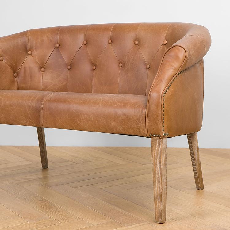 Двухместный кожаный диван Маршал, песочные ножки Marshall 2 Seater, Oak Sandwashed Leather