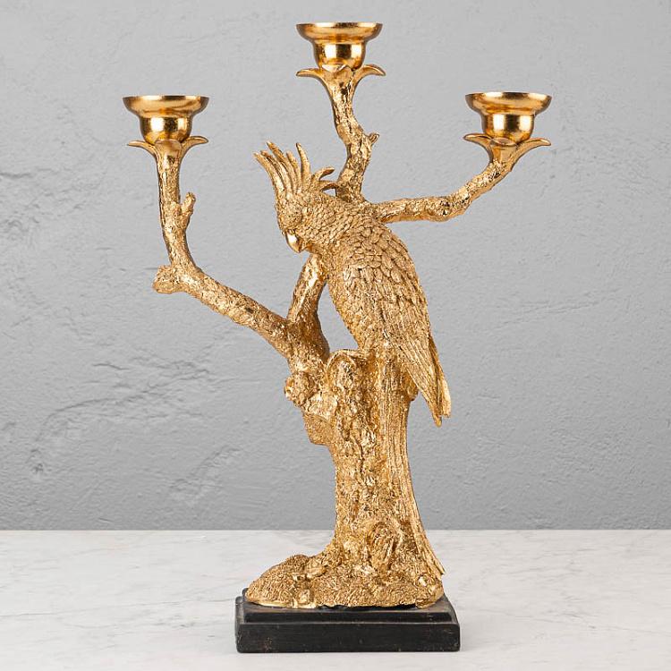 Золотой подсвечник Попугай на ветке Golden Candle Holder Parrot On Branch